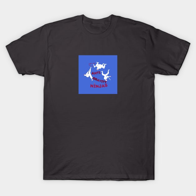 Anti Gravity Ninjas (White/Red Over Blue) By Abby Anime(c) T-Shirt by Abby Anime